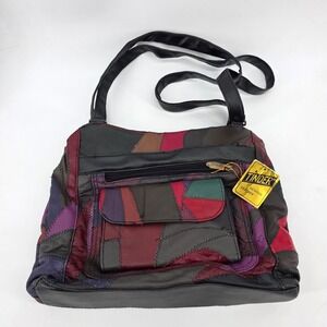 Tinder Genuine Leather Patchwork Boho Multi Color Shoulder Crossbody Bag